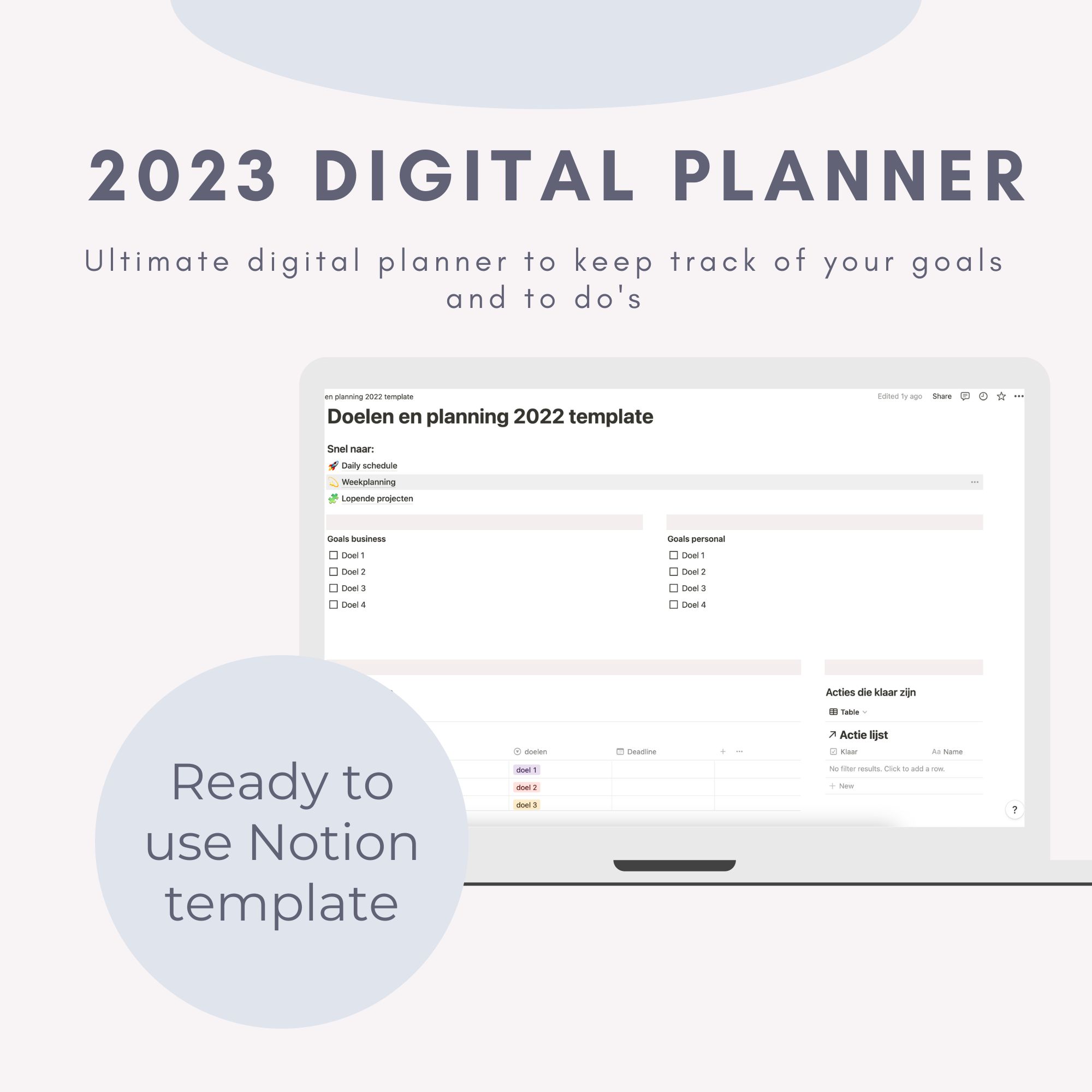 Digital planner template